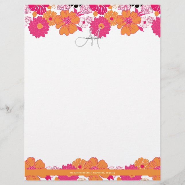 En-tête De Lettre Personnalisée PixDezine Aloha + Monogramme (Devant)