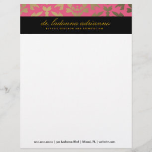 En-tête De Lettre Personnalisée Rose de damassé de 311 Ladonna