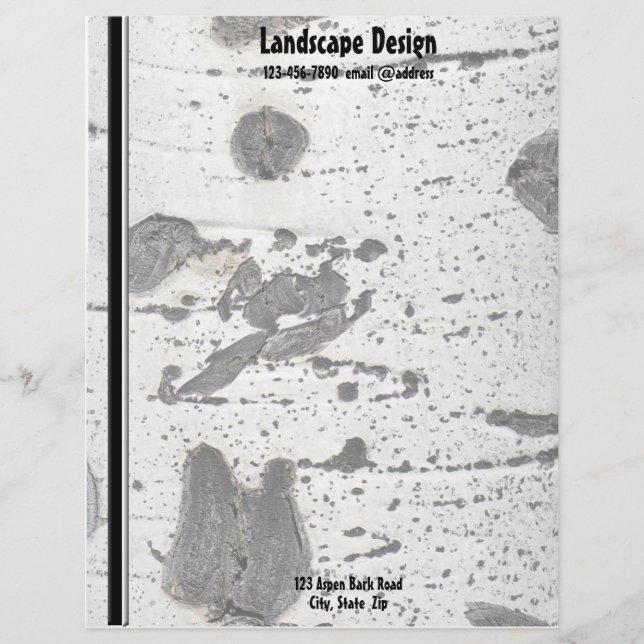 En-tête De Lettre Personnalisée Texture blanche d'écorce d'arbre de tremblement (Devant)