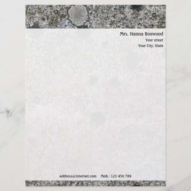En-tête De Lettre Personnalisée Texture personnelle de roche de granit avec (Devant)