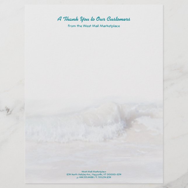 En-tête De Lettre Personnalisée Tropical Turquoise Text Ocean Waves Business Stati (Devant)