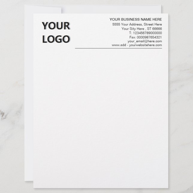 En-tête De Lettre Personnalisez votre logo Coordonnées en-tête comme (Devant)