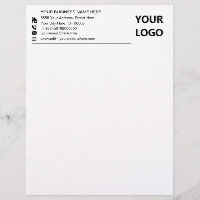 En-tête De Lettre Personnalisez votre logo Info adresse en-tête comm (Devant)