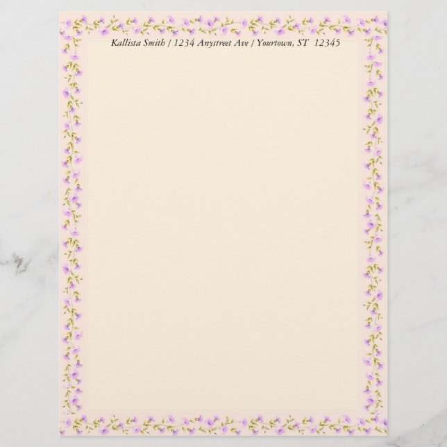 En-tête De Lettre Petites Fleurs Roses Douces (Devant)