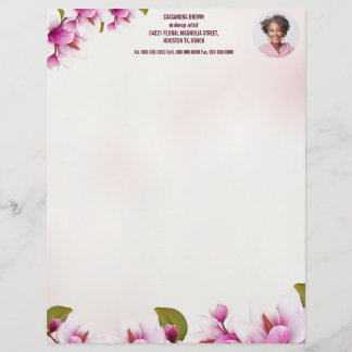 En-tête De Lettre Photo d'entreprise florale rose Magnolia