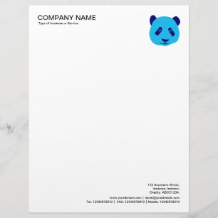 En-tête De Lettre Photo du coin - Panda - Bleu
