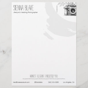 En-tête De Lettre Photographe de mariage QR Lifestyle Appareil photo