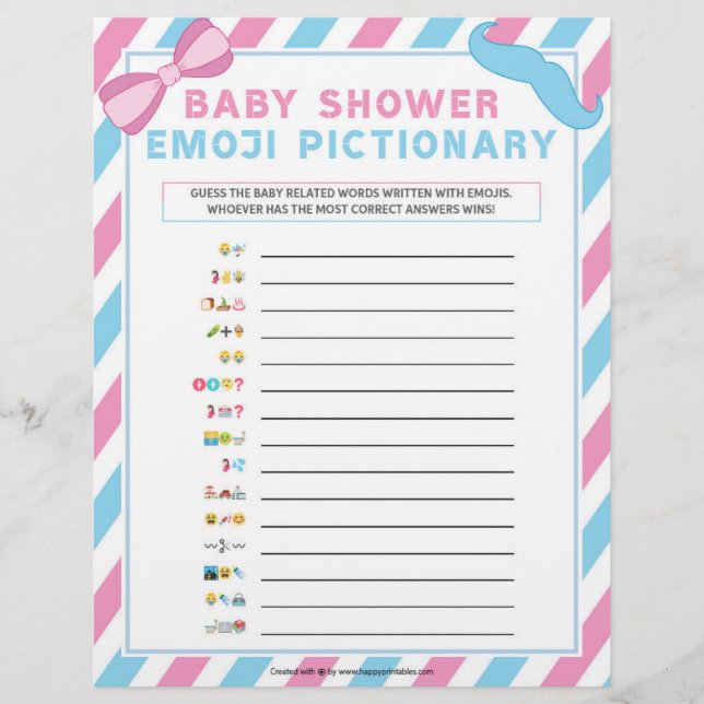 En-tête De Lettre Pictionnaire Emoji bébé [Surprise genre] (Devant)