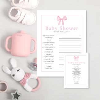 En-tête De Lettre Pink Baby Shower Word Scramble Answer Sheet–Print