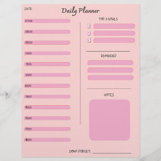 En-tête De Lettre Pink Daily Planner