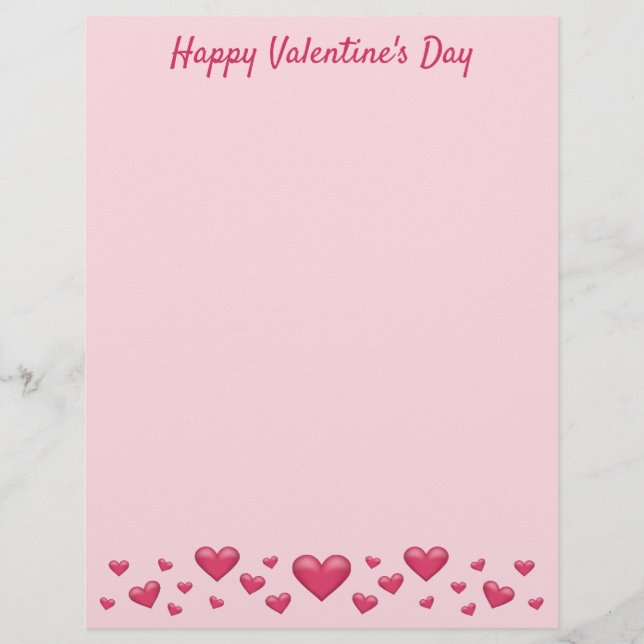 En-tête De Lettre Pink Valentine's Day Hearts & Custom Text (Devant)
