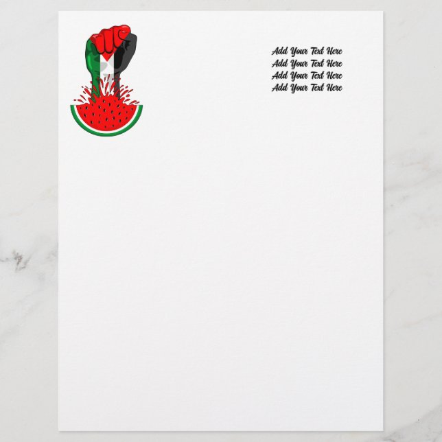 En-tête De Lettre Poing de résistance palestinienne sur le symbole d (Devant)