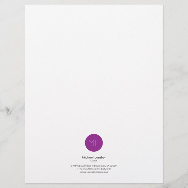 En-tête de lettre pourpre de monogramme de cercle (Devant)