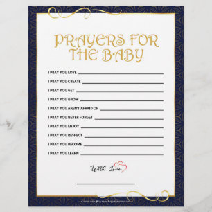 En-tête De Lettre Prières Pour Le Bébé [Bleu D'Or]