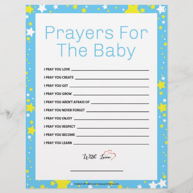 En-tête De Lettre Prières Pour Le Bébé [Bleu Nuit Égaré] (Devant)