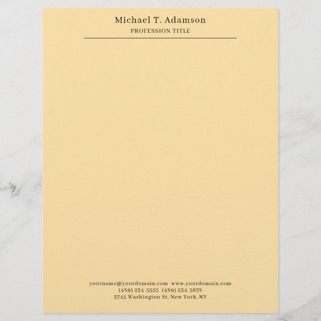 En-tête De Lettre Professionnel Élégant Moderne Beige Uni (Devant)