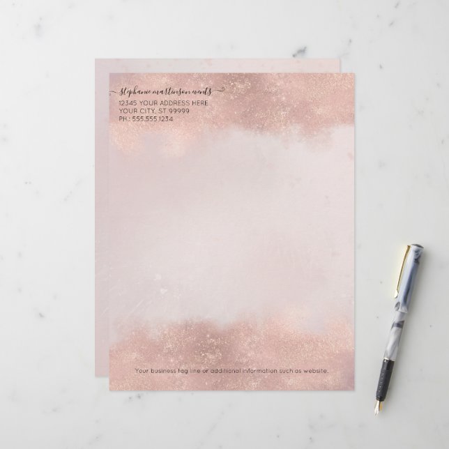 En-tête De Lettre Professionnel Élégant Rose Gold Petite entreprise (Devant/Arrière en situation)