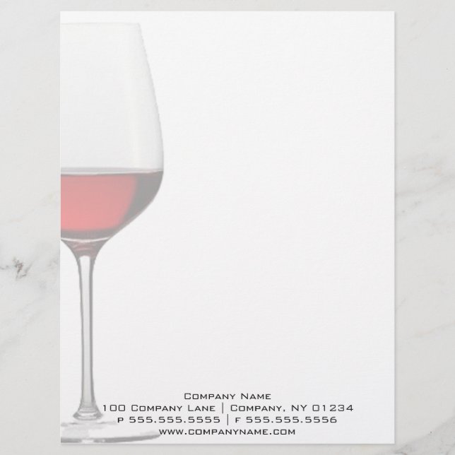En-tête de lettre professionnel en verre de vin (Devant)