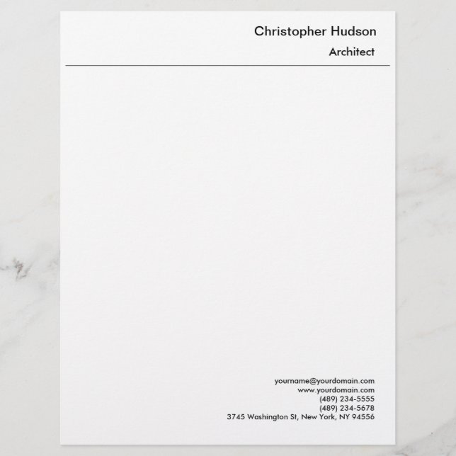 En-tête De Lettre Professionnel noir blanc simple (Devant)