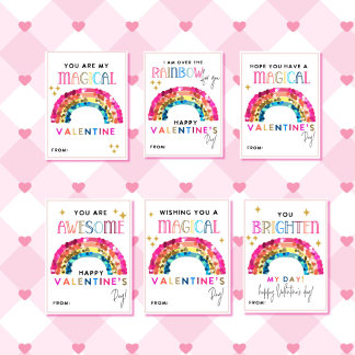 En-tête De Lettre Rainbow Valentine's Day Kids Classroom cards