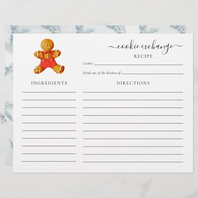En-tête De Lettre Recette d'échange de biscuits de Noël (Devant / Derrière)