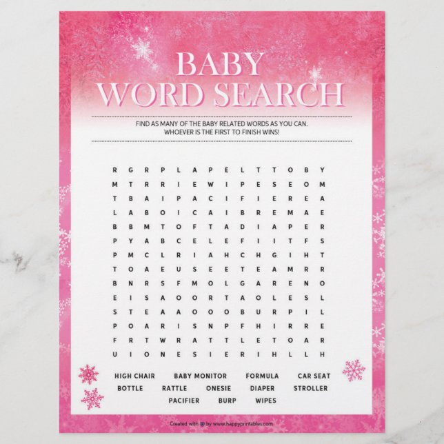 En-tête De Lettre Recherche de mots pour bébé [rose neigeux] (Devant)