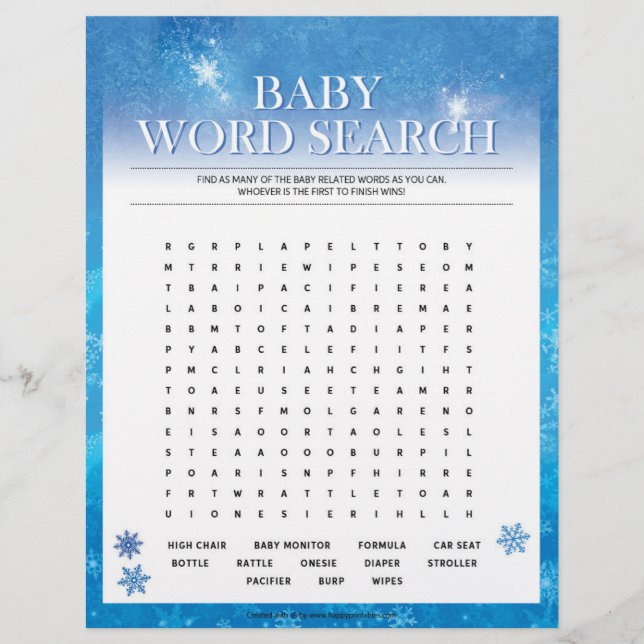 En-tête De Lettre Recherche de mots pour bébé [Snowy Blue] (Devant)