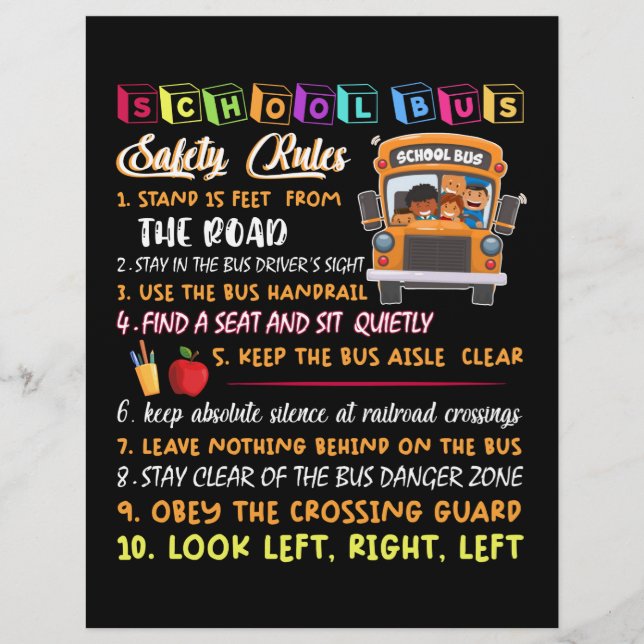 En-tête De Lettre règles de sécurité des autobus scolaires (Devant)