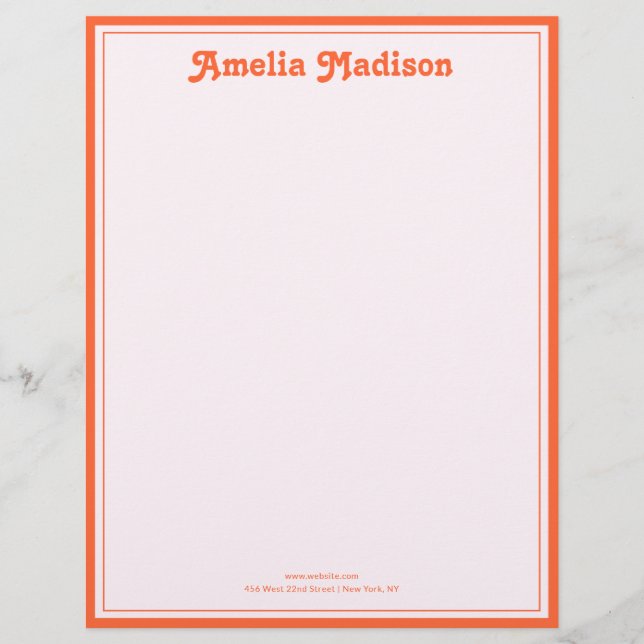 En-tête De Lettre Retro Decorative Simple Pink Orange (Devant)