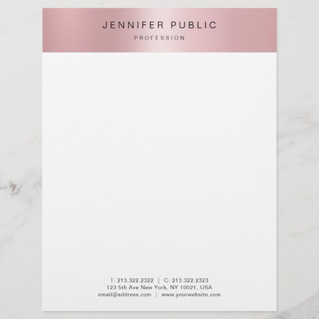 En-tête De Lettre Rose élégant Gold Modern Cute Design Modèle (Devant)