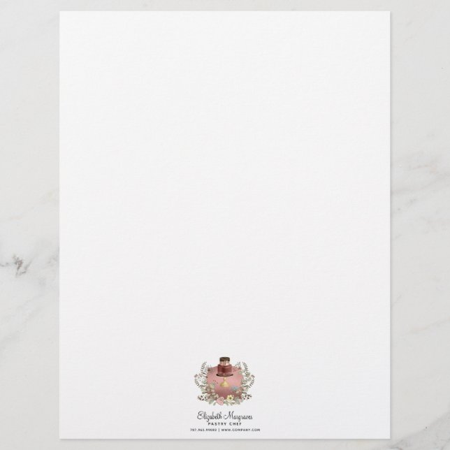 En-tête De Lettre Rose Gold Cake Bakery Baker pâtisserie Chef (Devant)