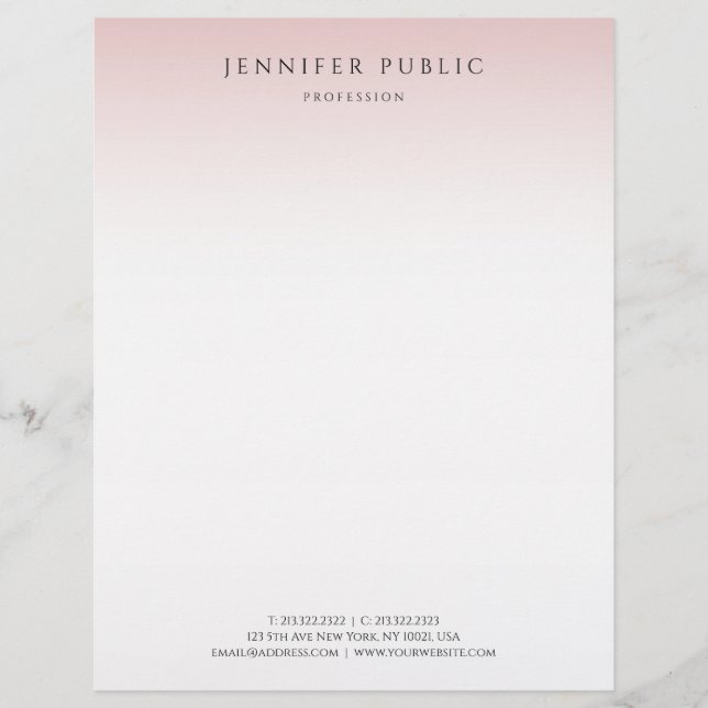 En-tête De Lettre Rose Gold White Arrière - plan élégant moderne (Devant)
