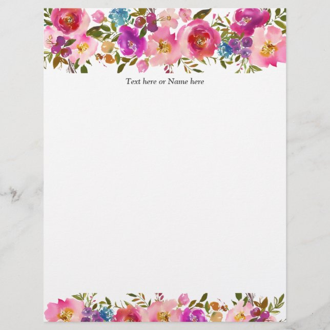 En-tête De Lettre rustique, moderne, tendance, floral, aquarelle (Devant)