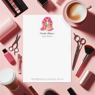 En-tête De Lettre Salon Chic aux cheveux roses