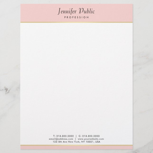 En-tête De Lettre Script de calligraphie moderne de Faux Gold Blush  (Devant)