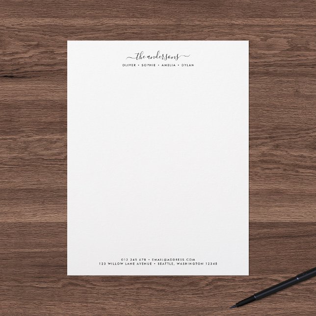 En-tête De Lettre Script de calligraphie moderne Nom de famille pers (Créateur téléchargé)