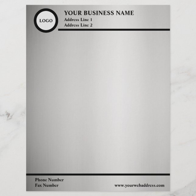 En-tête De Lettre Shaded Silver Gray Minimalist (Devant)