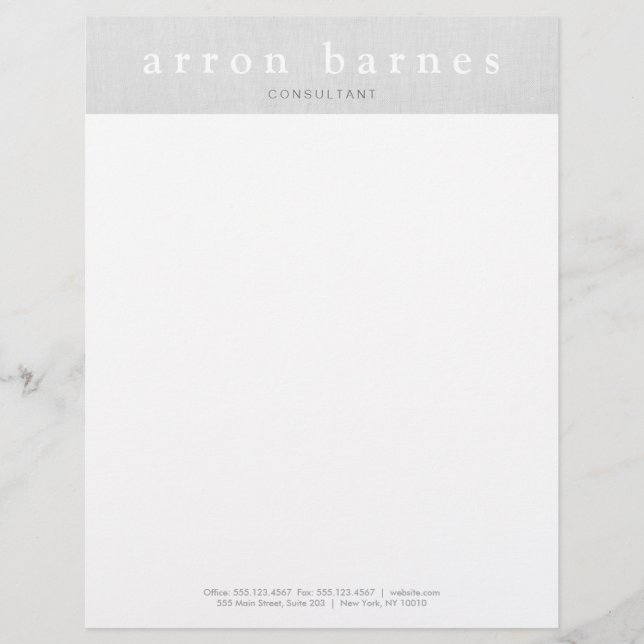En-tête De Lettre Simple Gris Clair Moderne Concepteur Minimaliste (Devant)