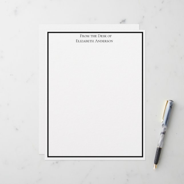 En-tête De Lettre Simple Noir Blanc Professionnel personnalisé (Devant/Arrière en situation)