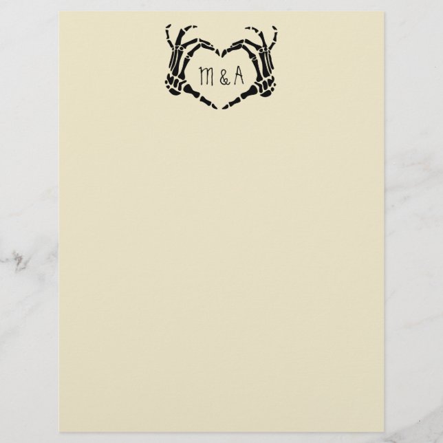En-tête De Lettre Skeleton Main Forme de coeur Mariage personnalisé (Devant)