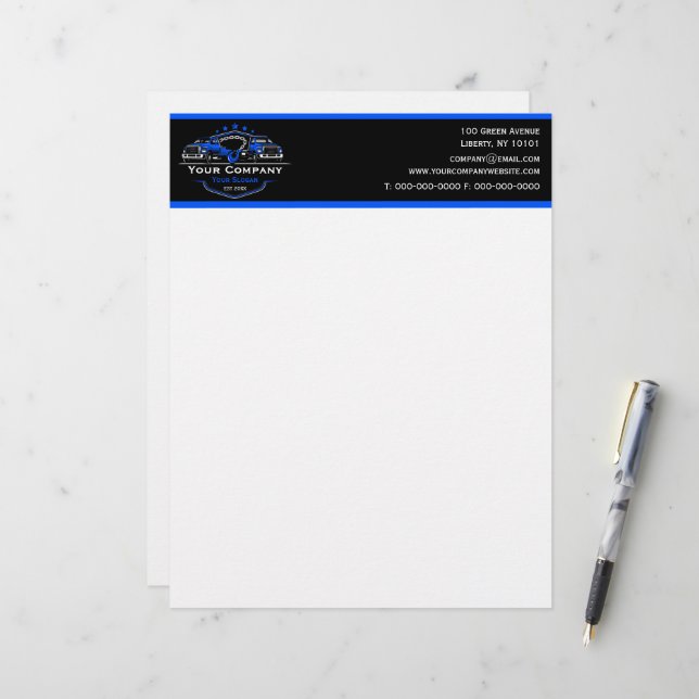 En-tête De Lettre Société professionnelle de remorquage, service de  (Devant/Arrière en situation)