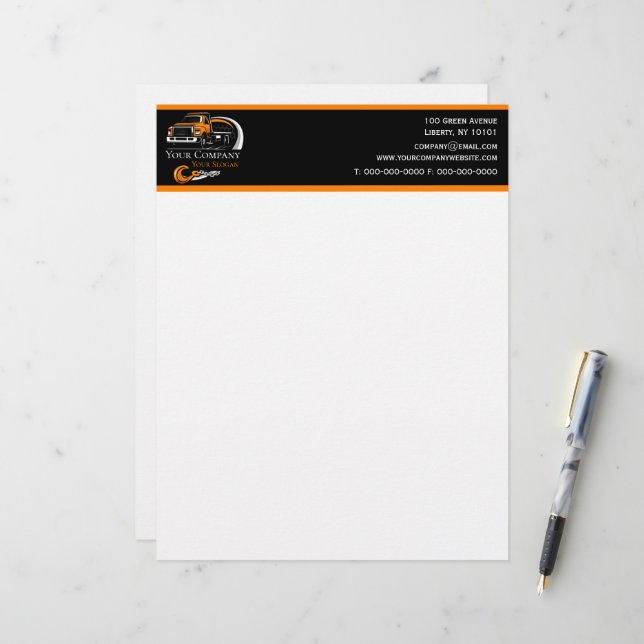 En-tête De Lettre Société professionnelle de remorquage, service de  (Devant/Arrière en situation)