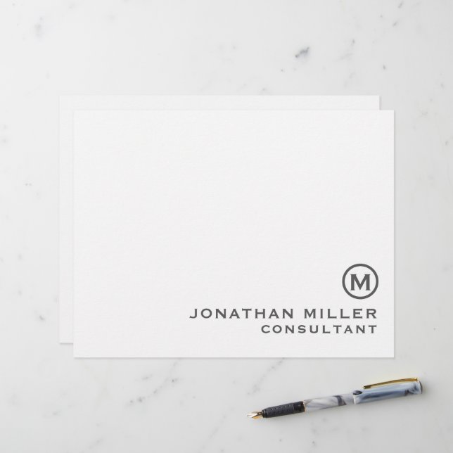En-tête de lettre standard de monogramme gris pers (Devant/Arrière en situation)