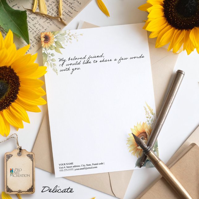 En-tête De Lettre Sunflowers Sun Kisses (Créateur téléchargé)