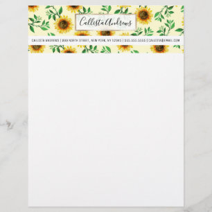 En-tête De Lettre Sunny Neon Pastel Fleurs de soleil Jaunes Motif Fe