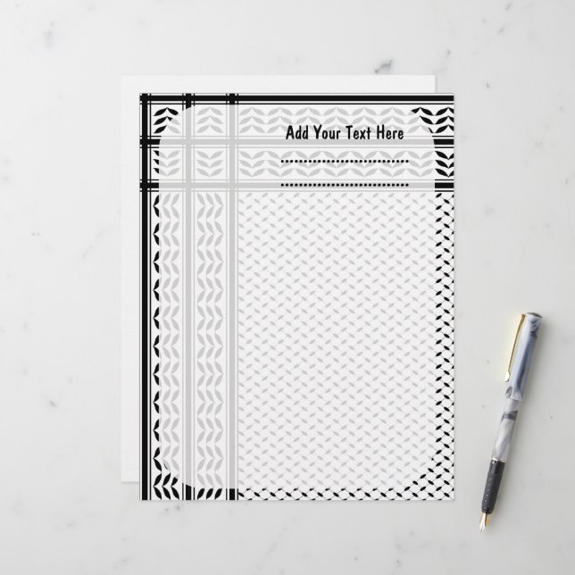 En-tête De Lettre Symbole Keffiyeh de la Palestine Motif de résistan (Devant/Arrière en situation)