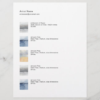 En-tête De Lettre Tear Sheet Price List Template for Art