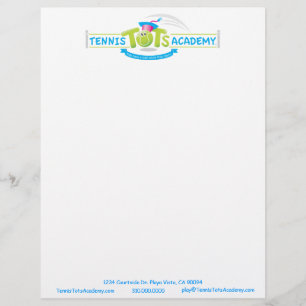 En-tête De Lettre Tennis Tots Academy papier à lettres personnalisée