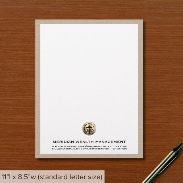 En-tête De Lettre Tête de lettre d'impression en lin beige personnal (Créateur téléchargé)