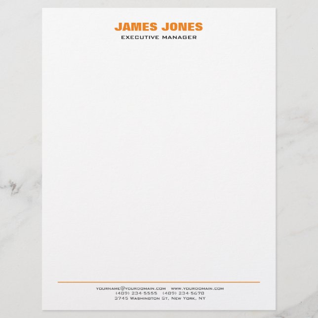 En-tête De Lettre Texte Gras Orange Blanc Style Moderne (Devant)